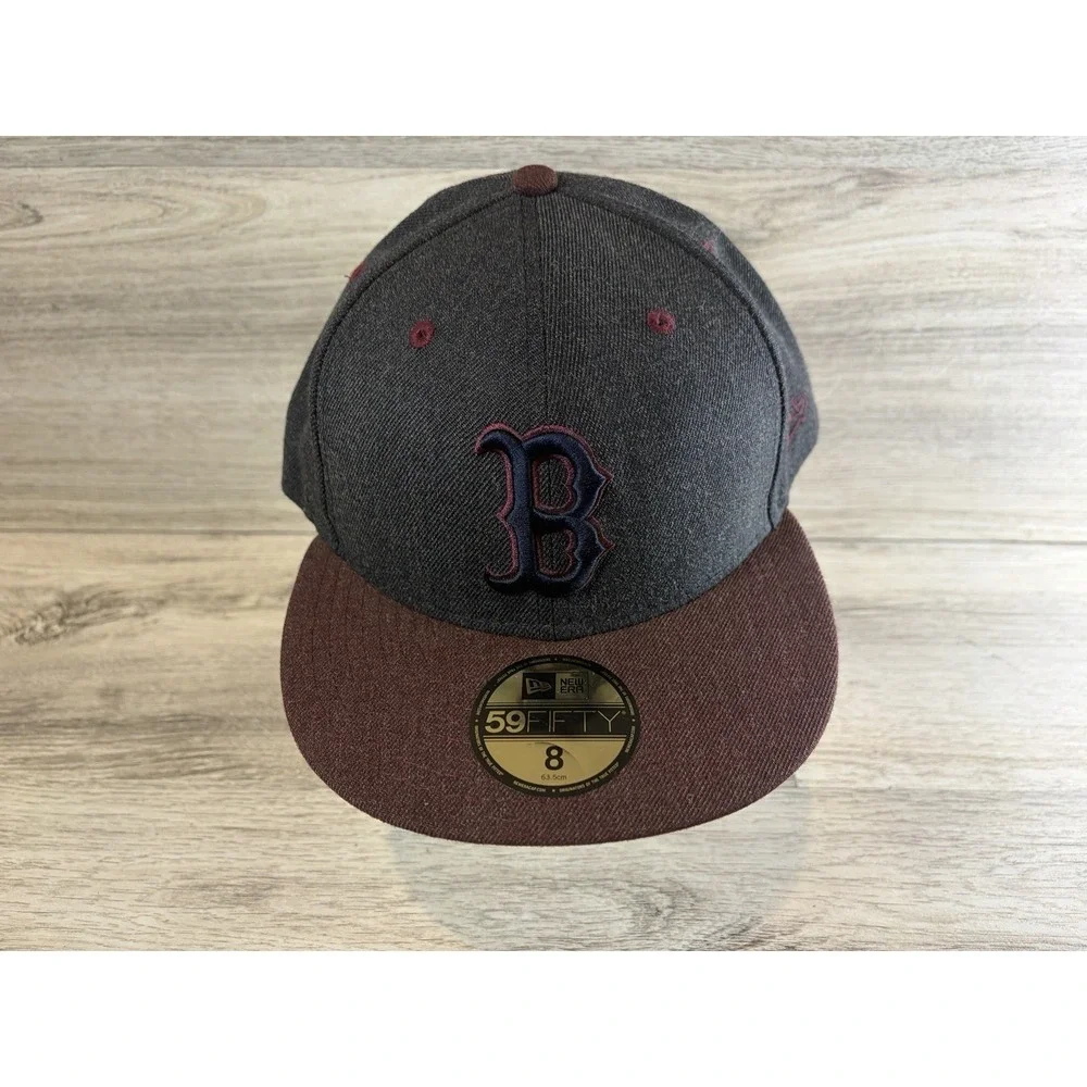Boston Red Sox New Era 59Fifty Fitted Cap‎ Hat Size 8 Baseball MLB Gray